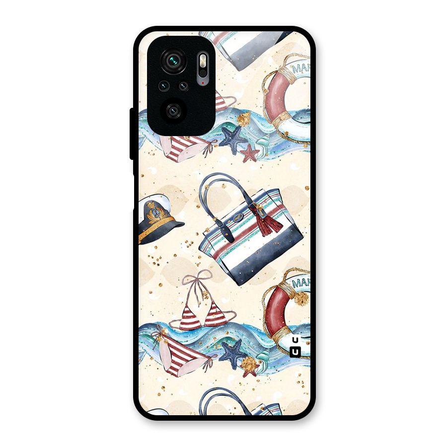 Marine Bag Design Glass Back Case for Redmi Note 10S