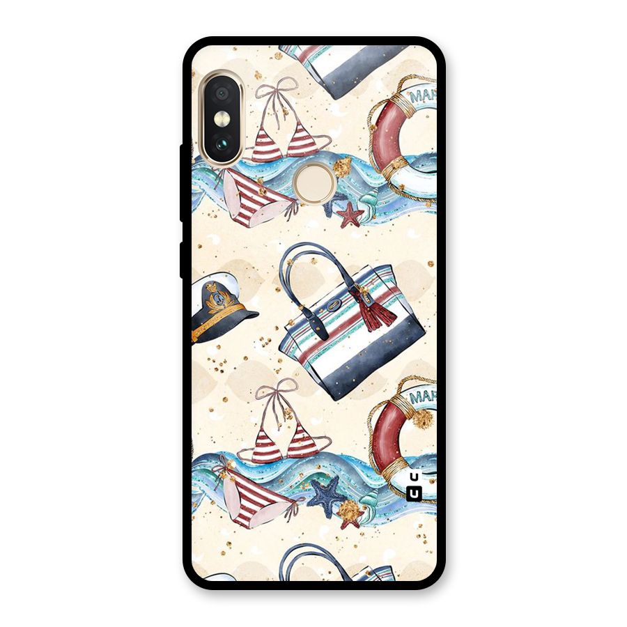 Marine Bag Design Glass Back Case for Redmi Note 5 Pro