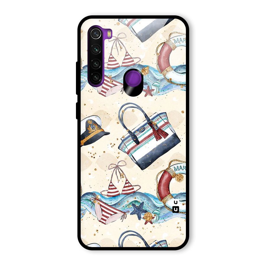 Marine Bag Design Glass Back Case for Redmi Note 8