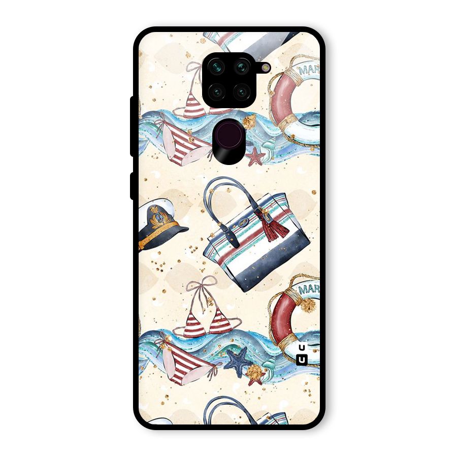 Marine Bag Design Glass Back Case for Redmi Note 9
