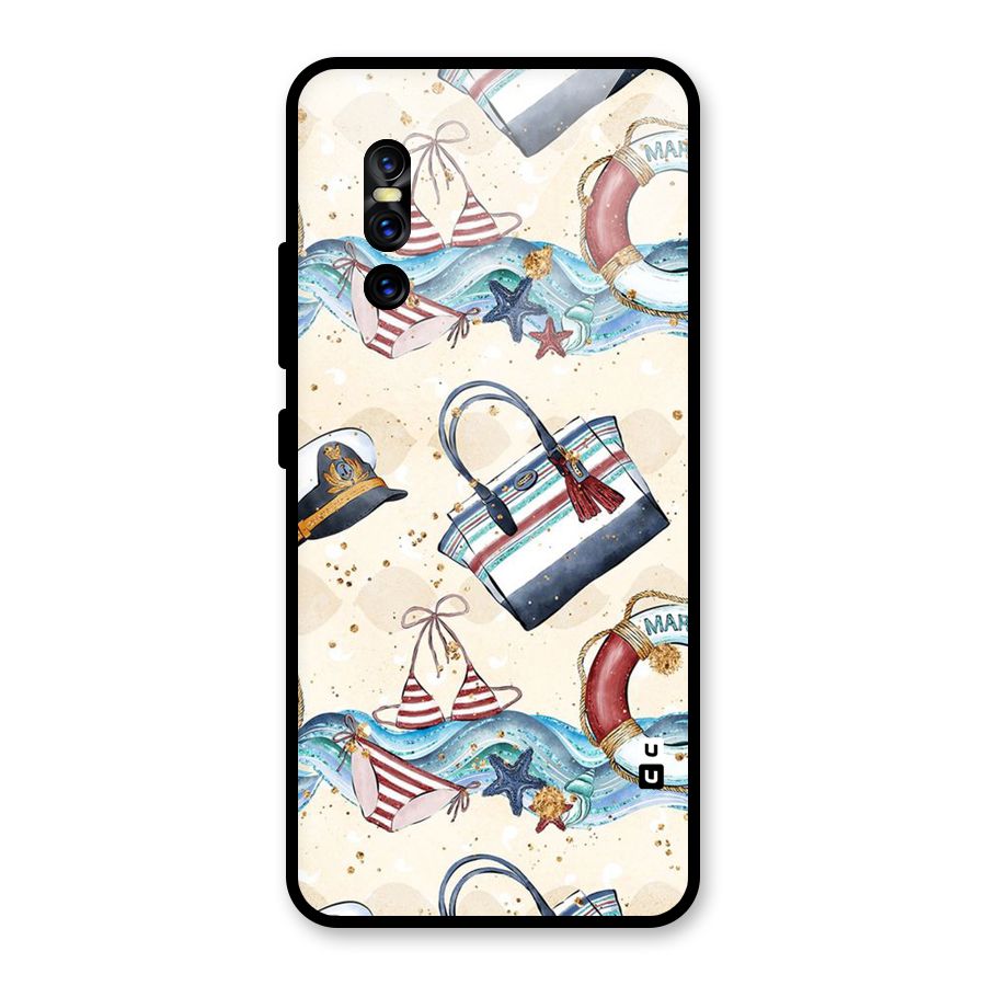 Marine Bag Design Glass Back Case for Vivo V15 Pro