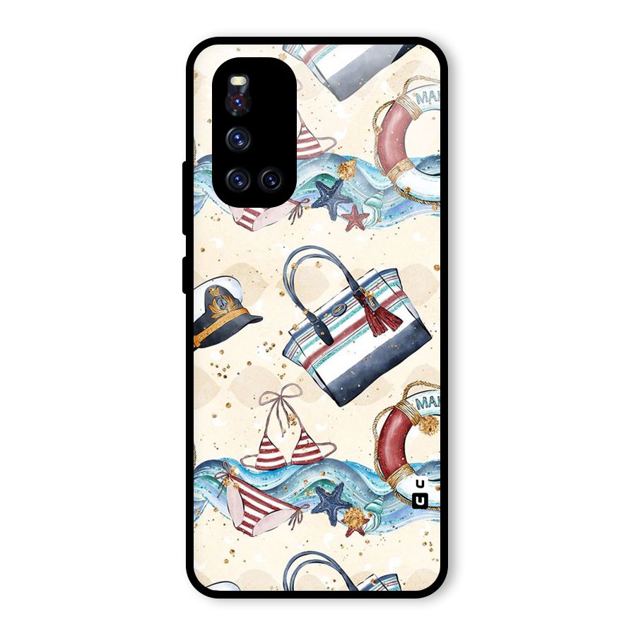 Marine Bag Design Glass Back Case for Vivo V19