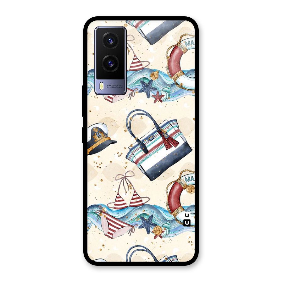 Marine Bag Design Glass Back Case for Vivo V21e 5G