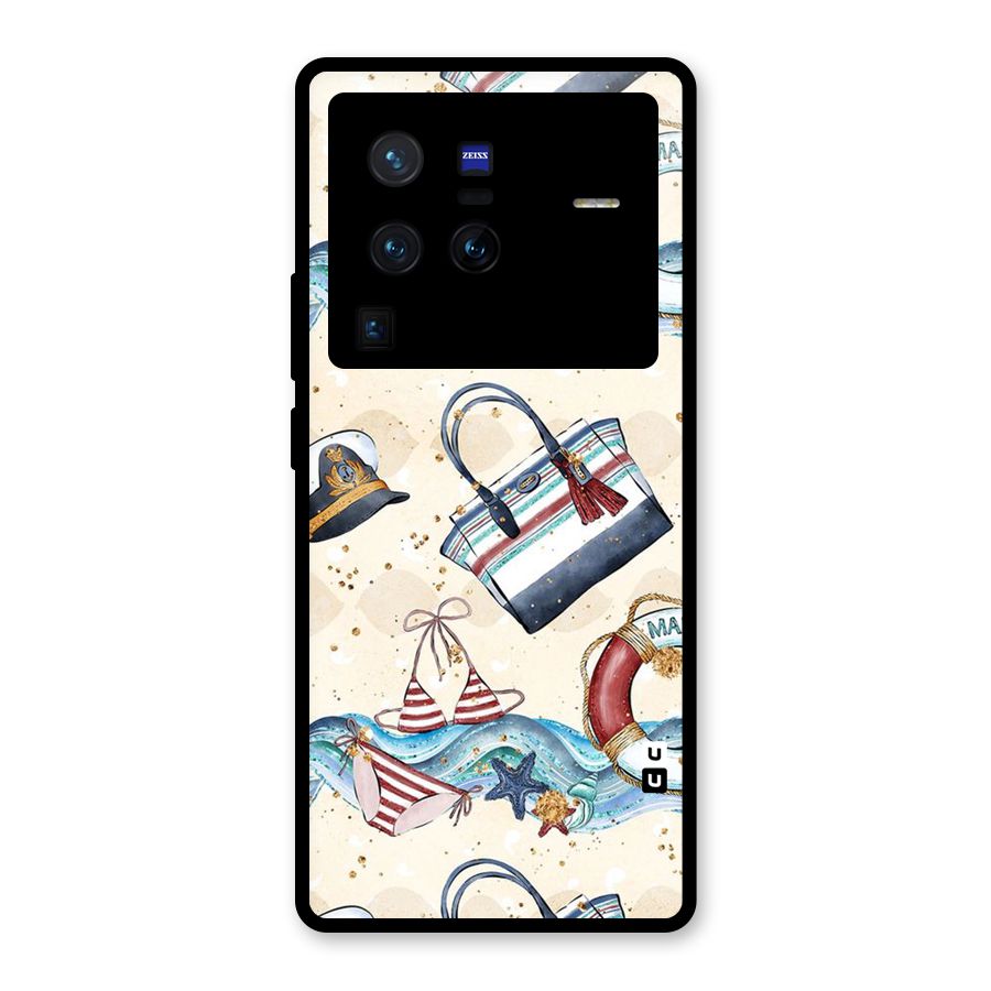 Marine Bag Design Glass Back Case for Vivo X80 Pro