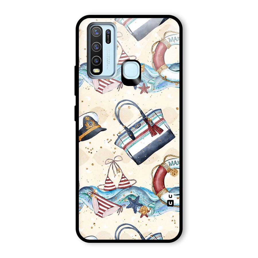 Marine Bag Design Glass Back Case for Vivo Y30