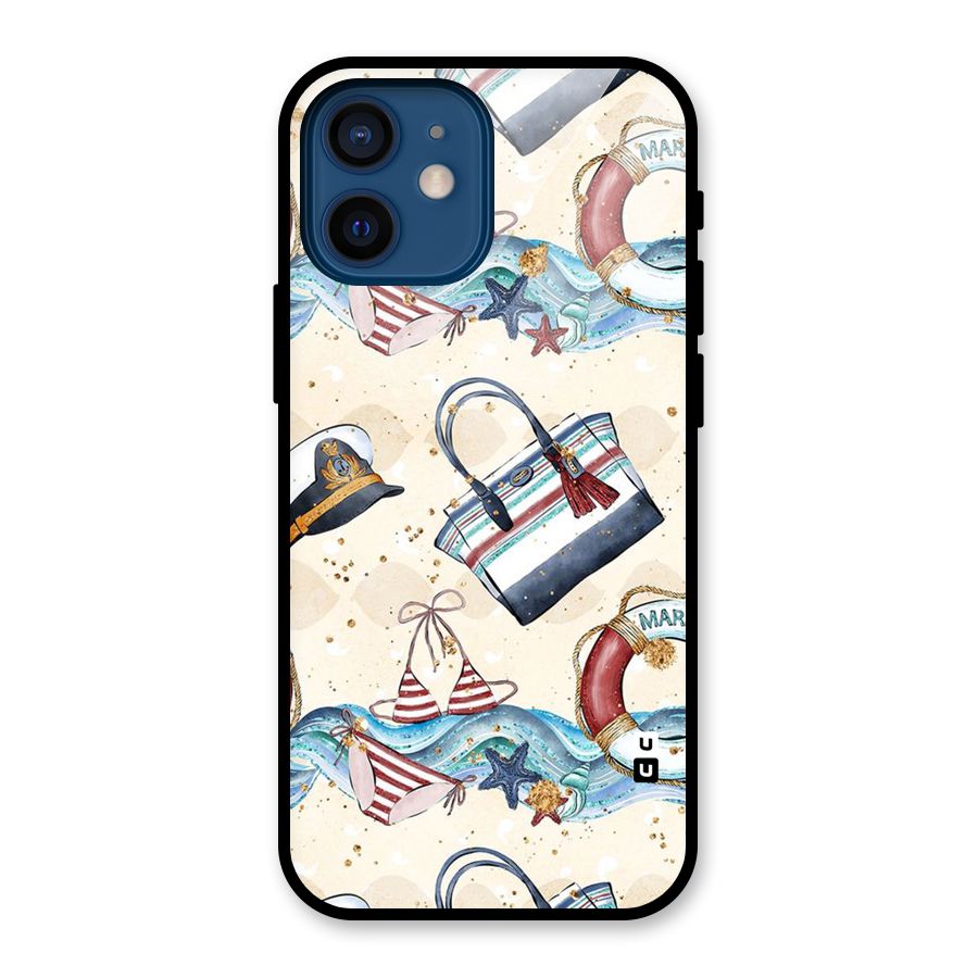Marine Bag Design Glass Back Case for iPhone 12 Mini