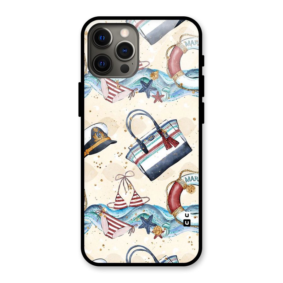 Marine Bag Design Glass Back Case for iPhone 12 Pro Max