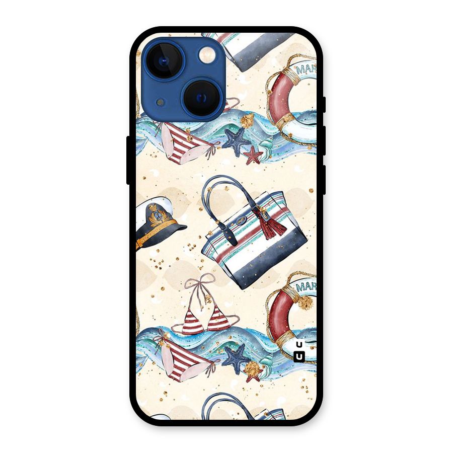 Marine Bag Design Glass Back Case for iPhone 13 Mini