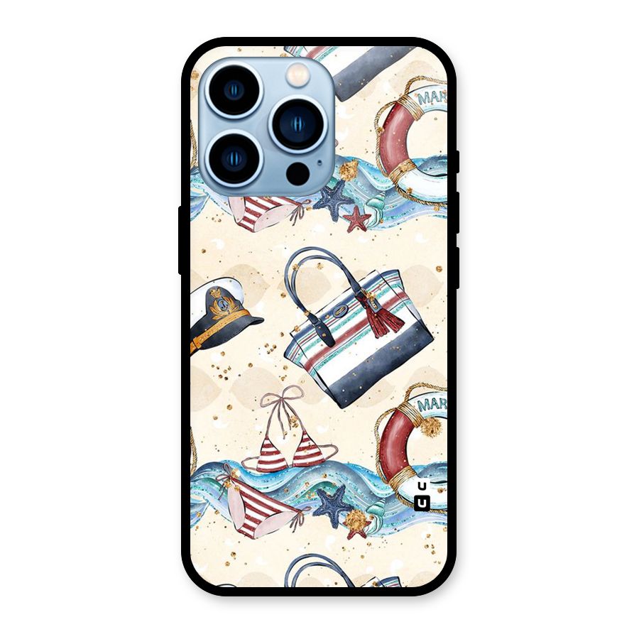 Marine Bag Design Glass Back Case for iPhone 13 Pro
