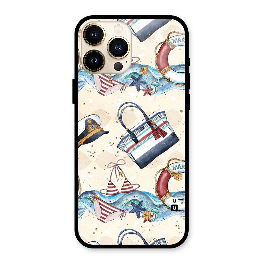 Marine Bag Design Glass Back Case for iPhone 13 Pro Max