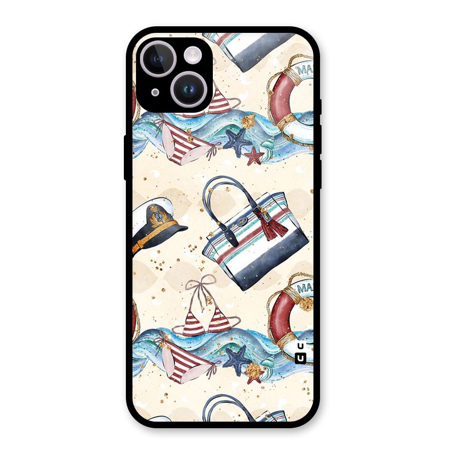 Marine Bag Design Glass Back Case for iPhone 14 Plus