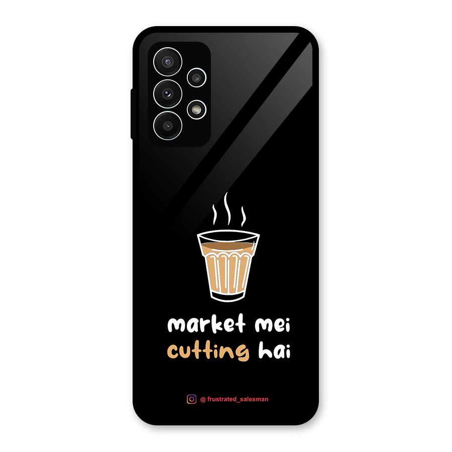 Market Mei Cutting Hai Black Glass Back Case for Galaxy A23