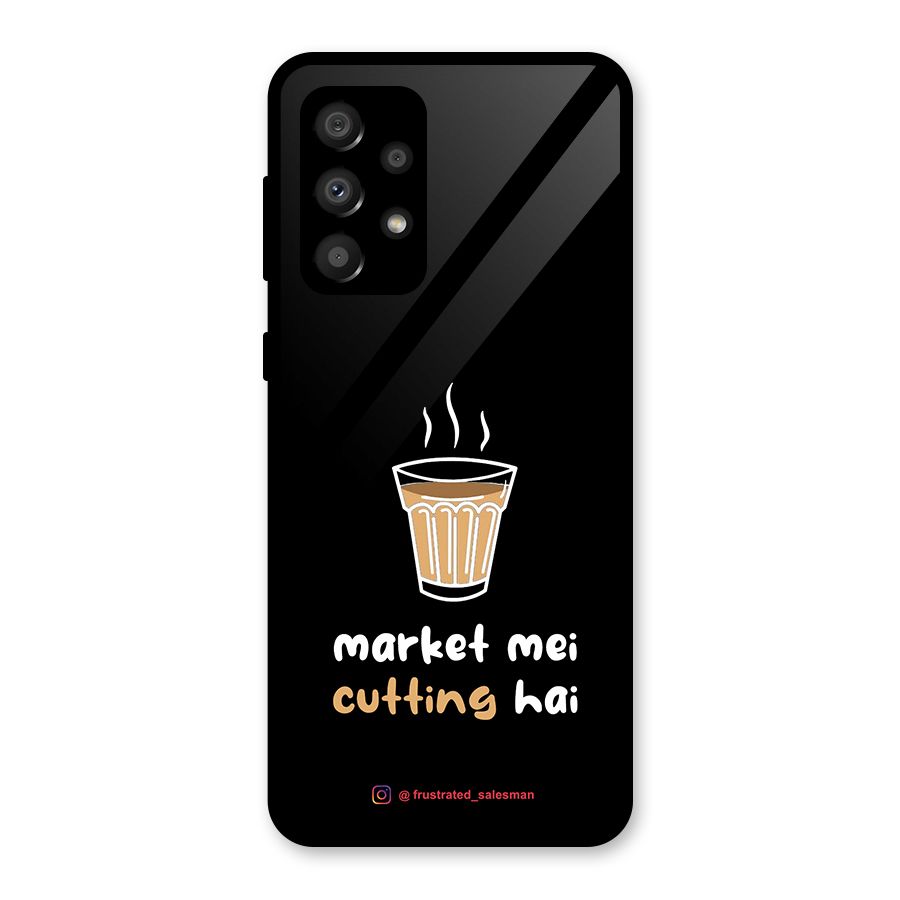 Market Mei Cutting Hai Black Glass Back Case for Galaxy A32