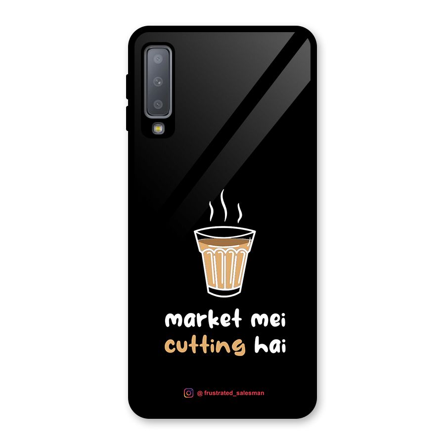 Market Mei Cutting Hai Black Glass Back Case for Galaxy A7 (2018)