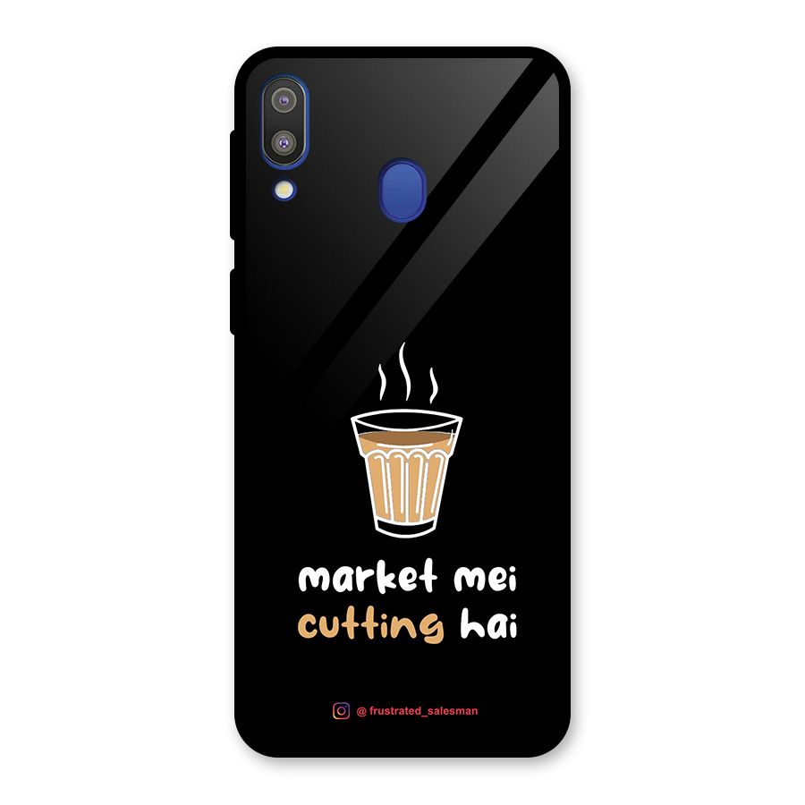 Market Mei Cutting Hai Black Glass Back Case for Galaxy M20