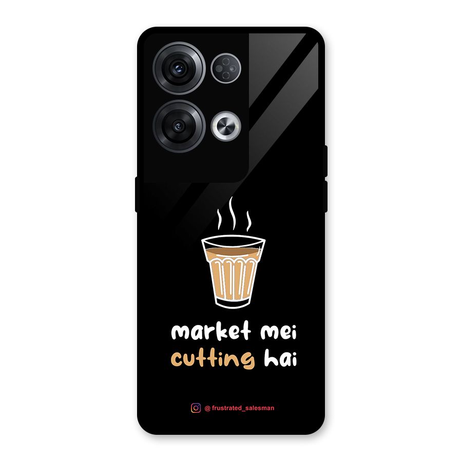 Market Mei Cutting Hai Black Glass Back Case for Oppo Reno8 Pro 5G