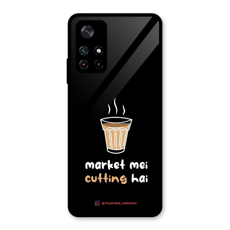 Market Mei Cutting Hai Black Glass Back Case for Poco M4 Pro 5G