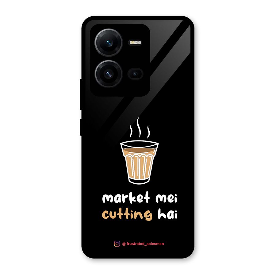 Market Mei Cutting Hai Black Glass Back Case for Vivo V25
