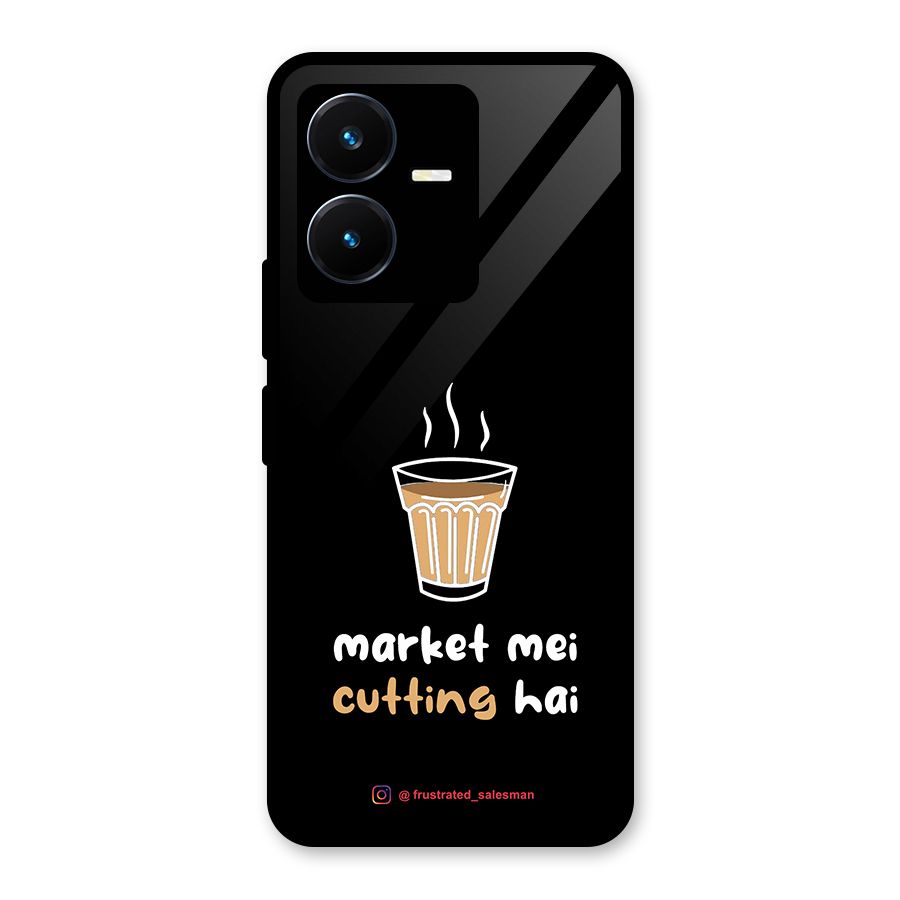 Market Mei Cutting Hai Black Glass Back Case for Vivo Y22