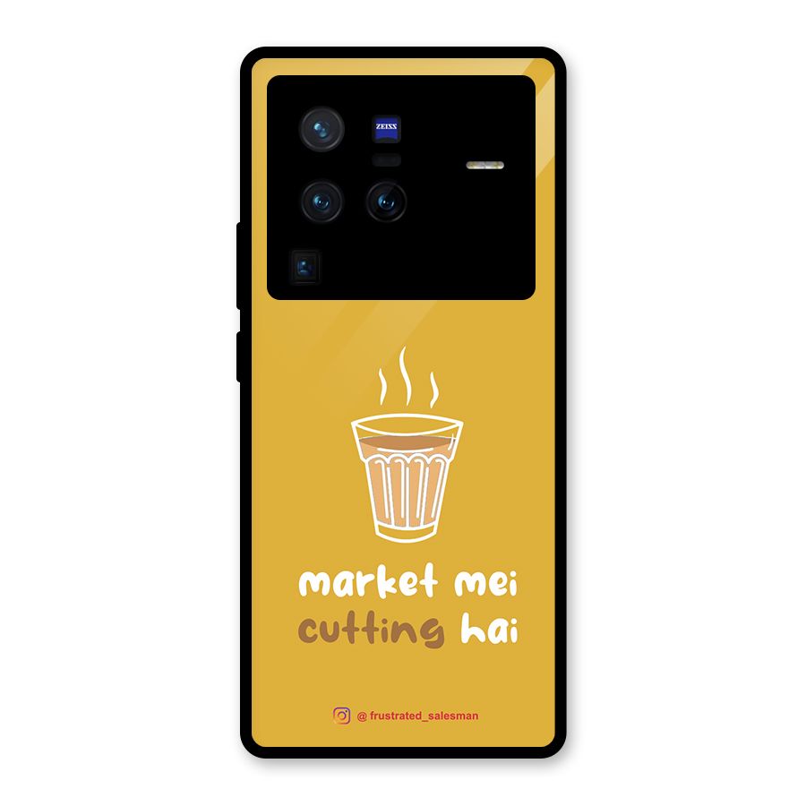 Market Mei Cutting Hai Mustard Yellow Glass Back Case for Vivo X80 Pro