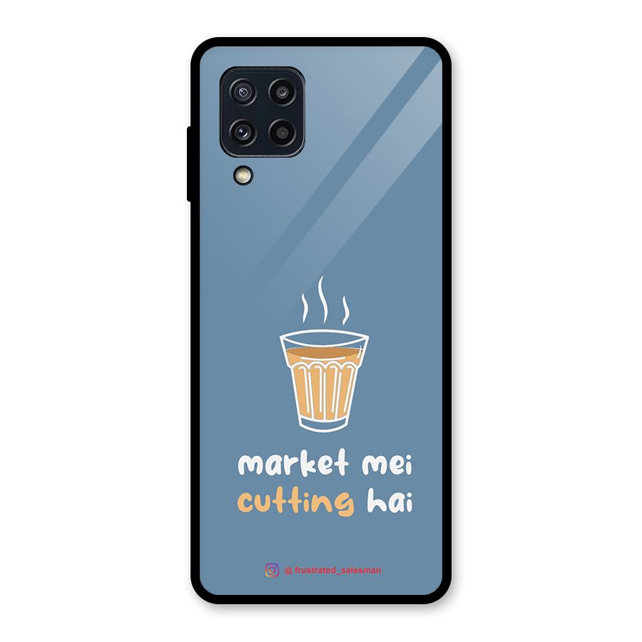 Market Mei Cutting Hai SteelBlue Glass Back Case for Galaxy M32
