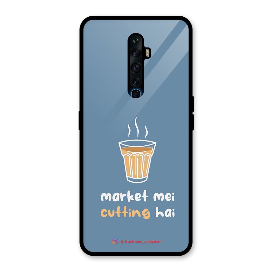 Market Mei Cutting Hai SteelBlue Glass Back Case for Oppo Reno2 F