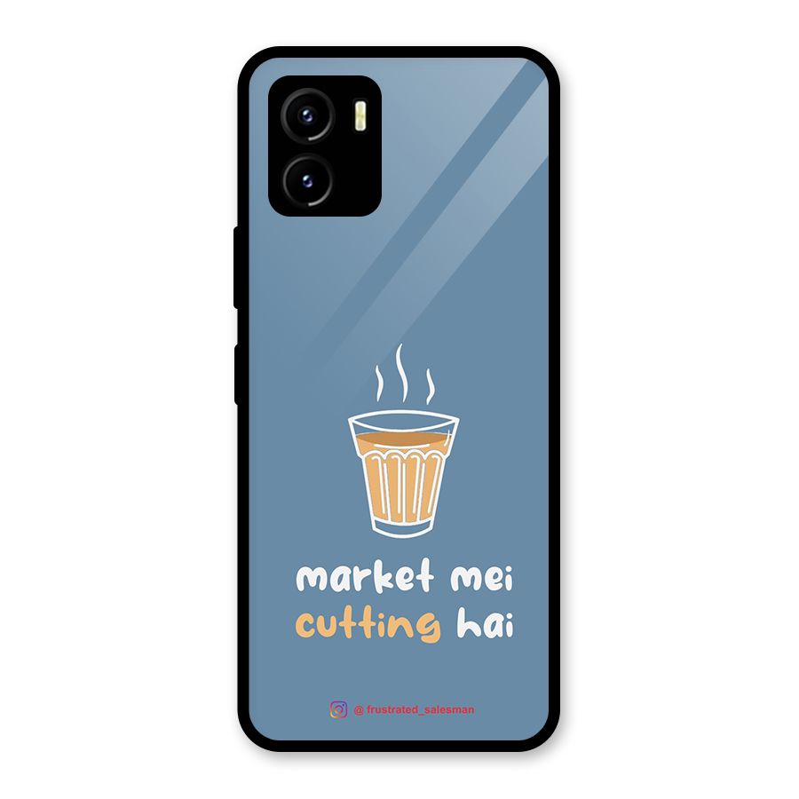 Market Mei Cutting Hai SteelBlue Glass Back Case for Vivo Y15s