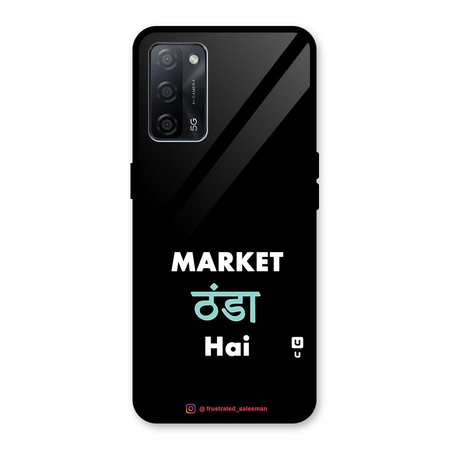 Market Thanda Hai Black Glass Back Case for Oppo A53s 5G
