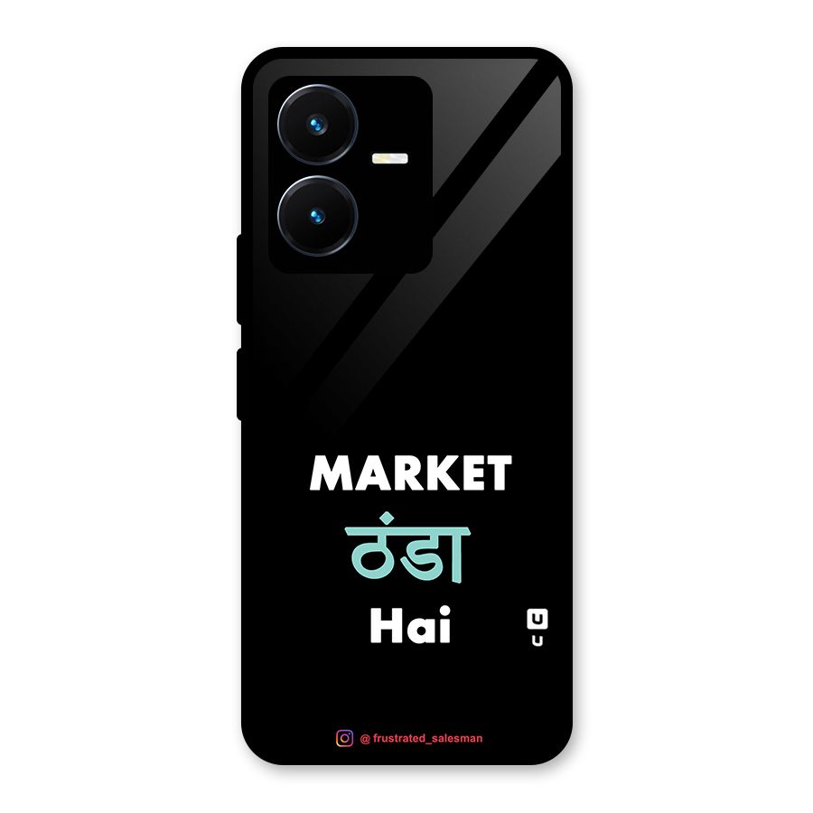 Market Thanda Hai Black Glass Back Case for Vivo Y22