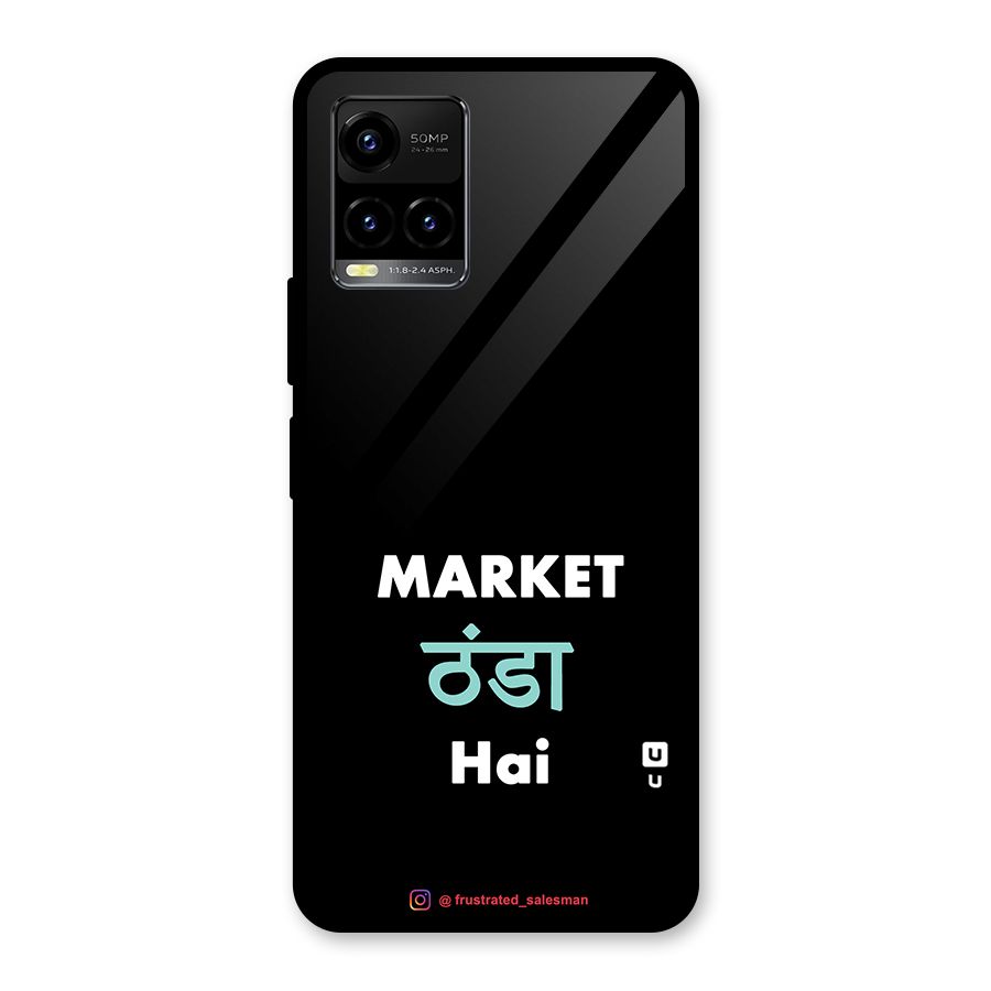Market Thanda Hai Black Glass Back Case for Vivo Y33s