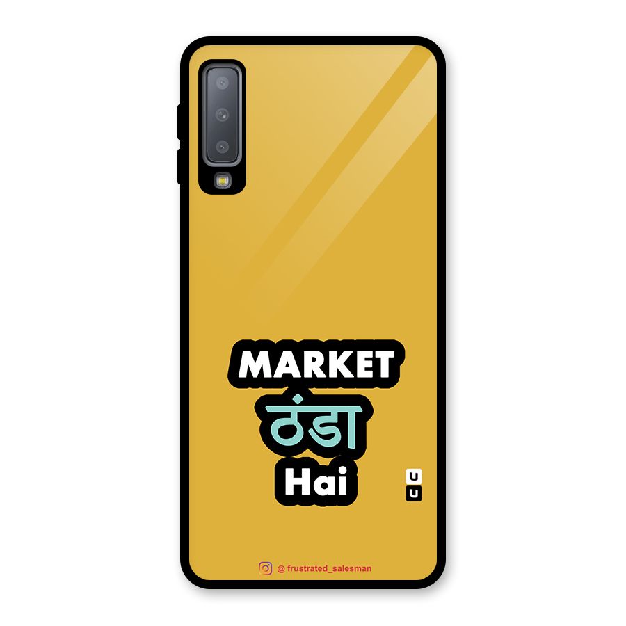 Market Thanda Hai Mustard Yellow Glass Back Case for Galaxy A7 (2018)