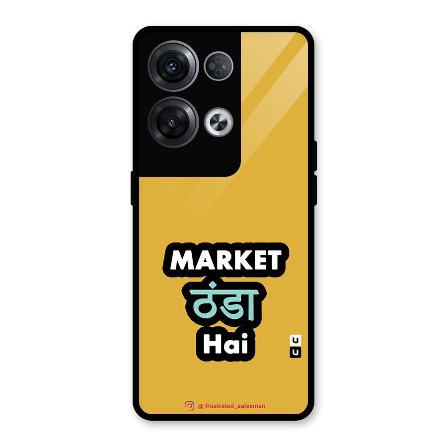 Market Thanda Hai Mustard Yellow Glass Back Case for Oppo Reno8 Pro 5G