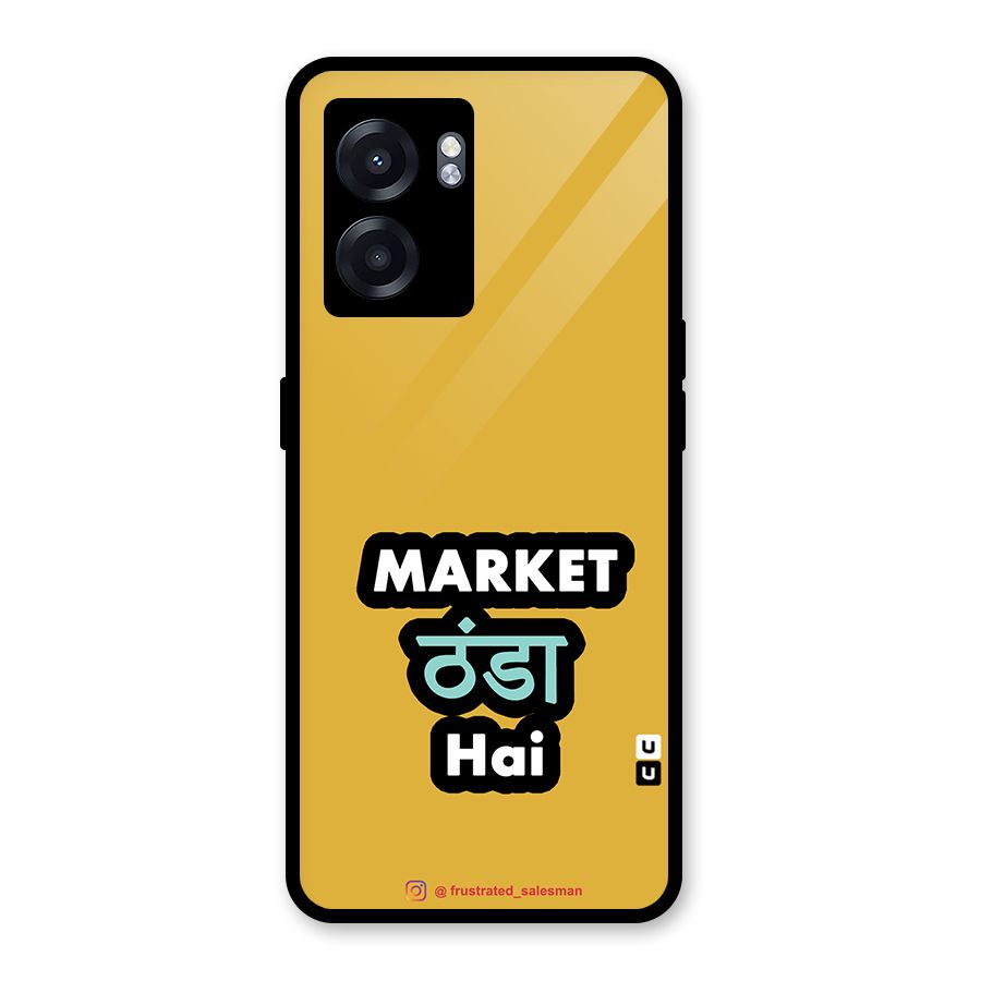 Market Thanda Hai Mustard Yellow Glass Back Case for Realme Narzo 50 5G