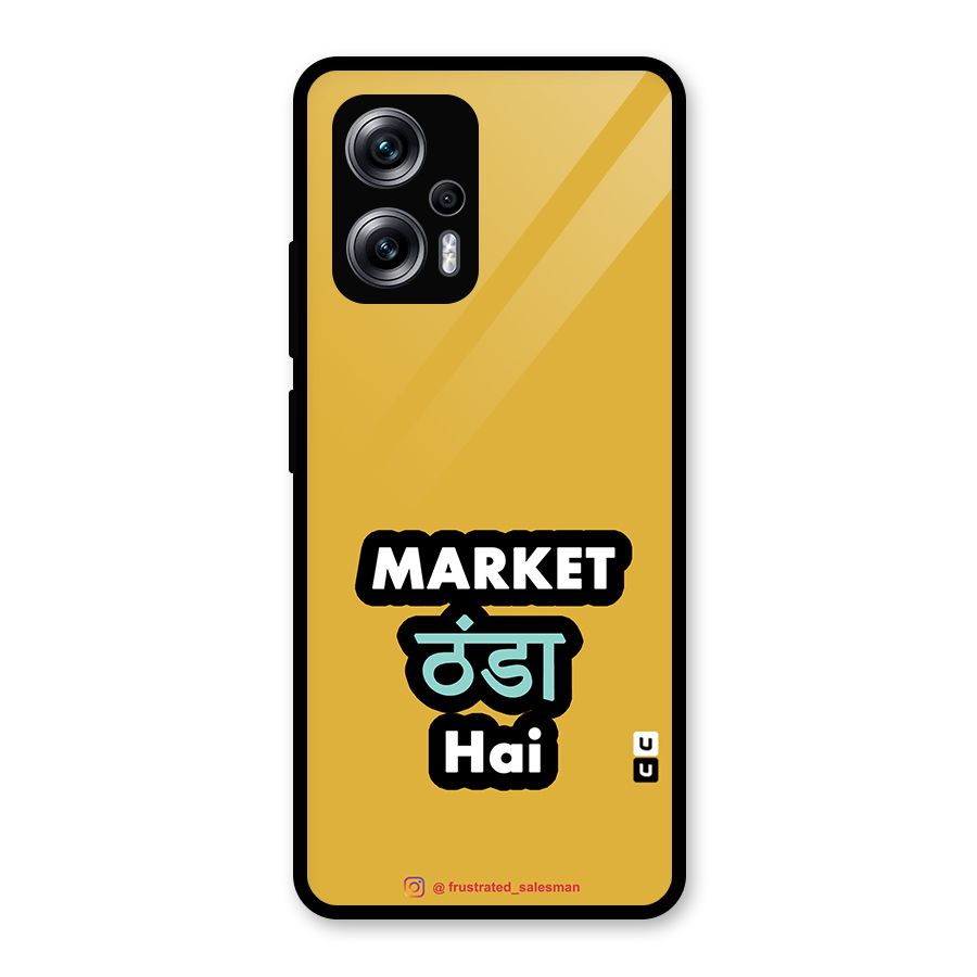 Market Thanda Hai Mustard Yellow Glass Back Case for Redmi K50i