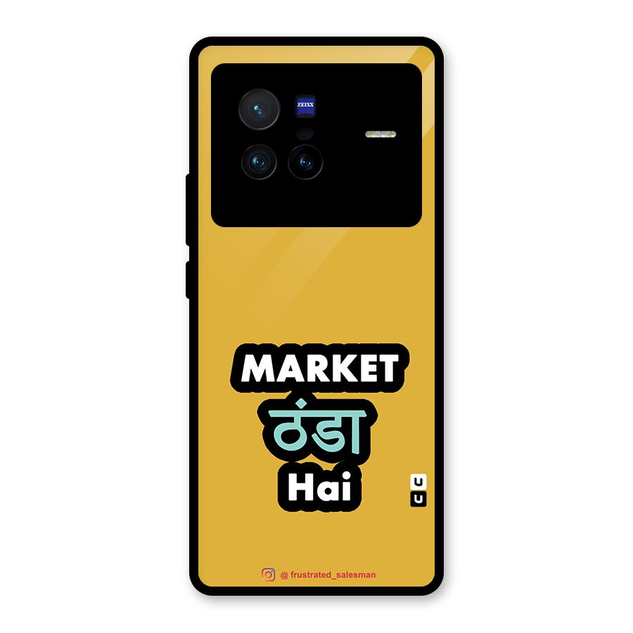 Market Thanda Hai Mustard Yellow Glass Back Case for Vivo X80