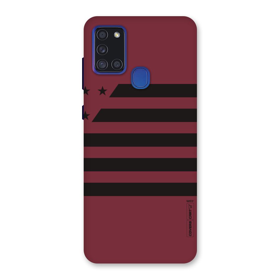 Maroon Star Striped Back Case for Galaxy A21s