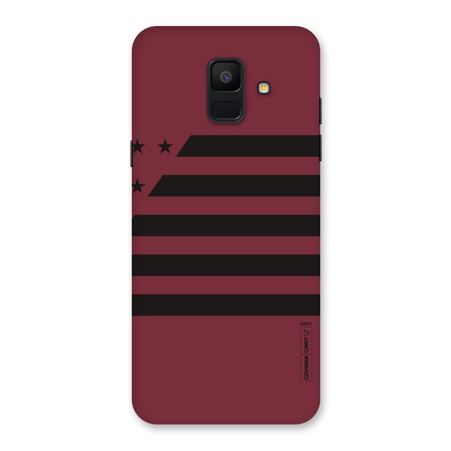 Maroon Star Striped Back Case for Galaxy A6 (2018)