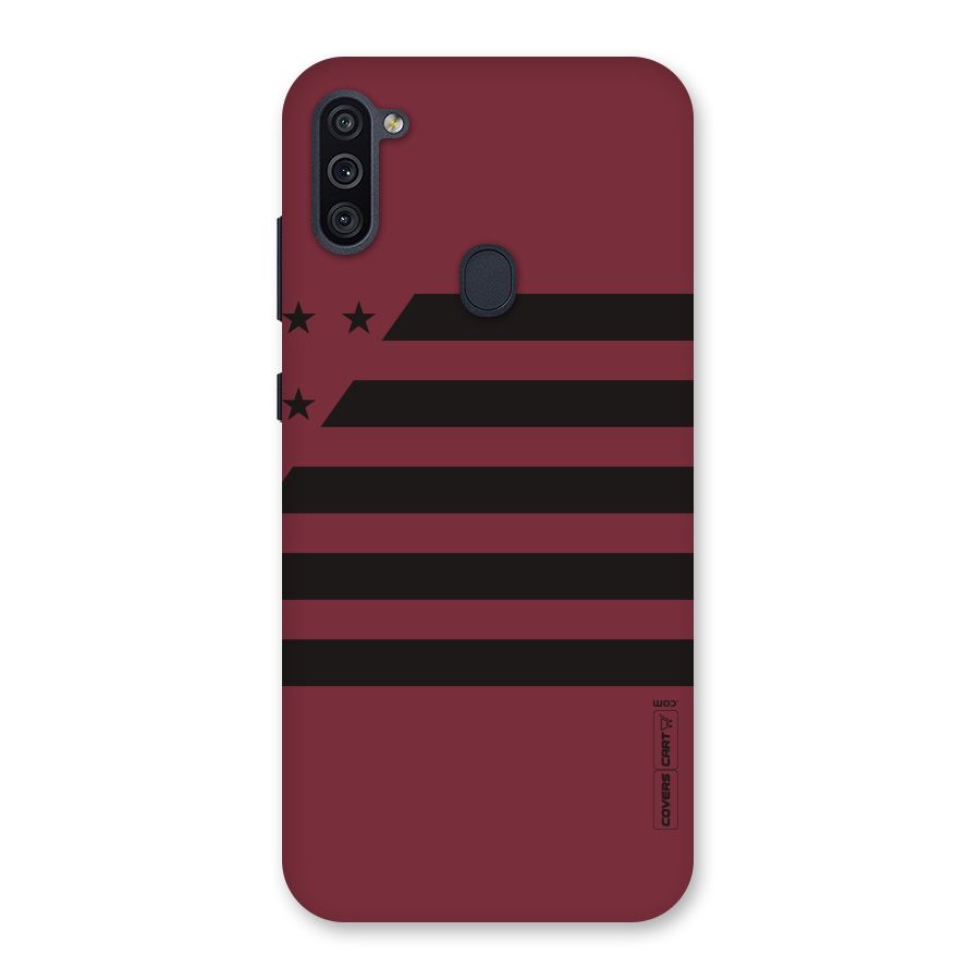 Maroon Star Striped Back Case for Galaxy M11