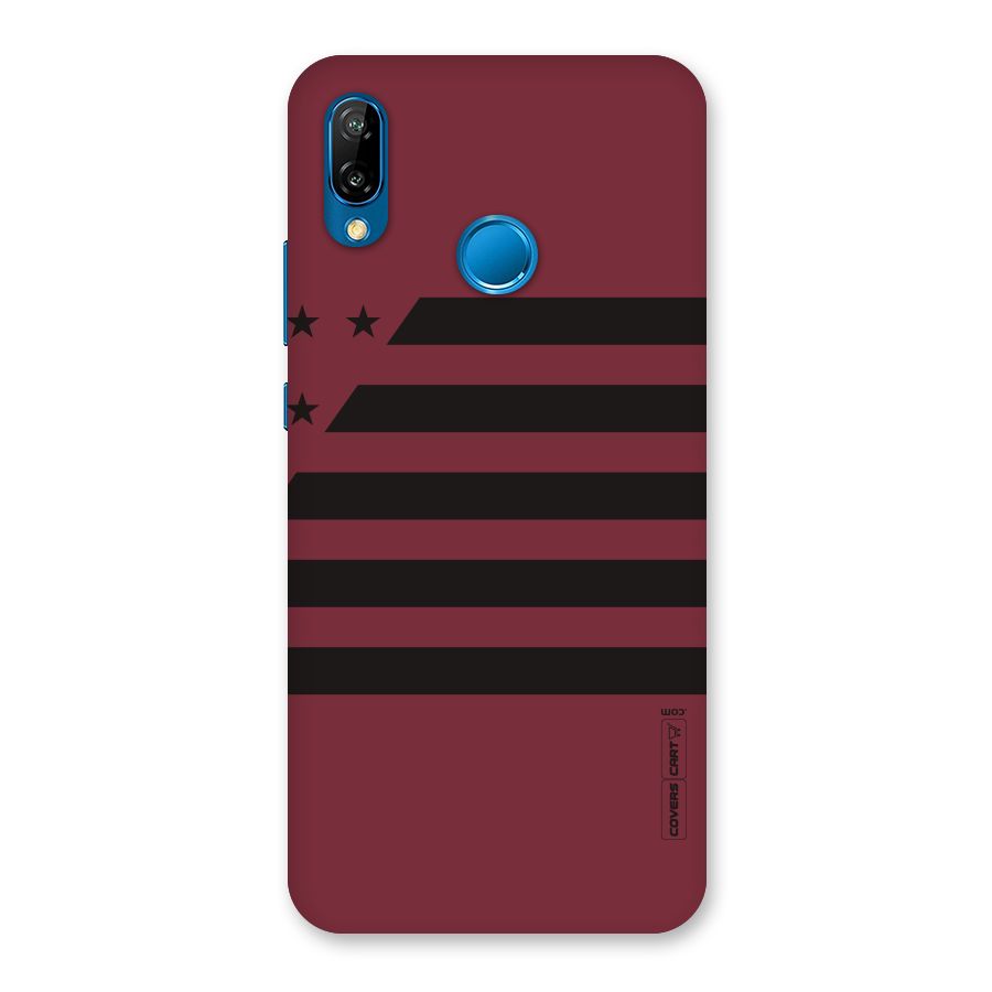 Maroon Star Striped Back Case for Huawei P20 Lite