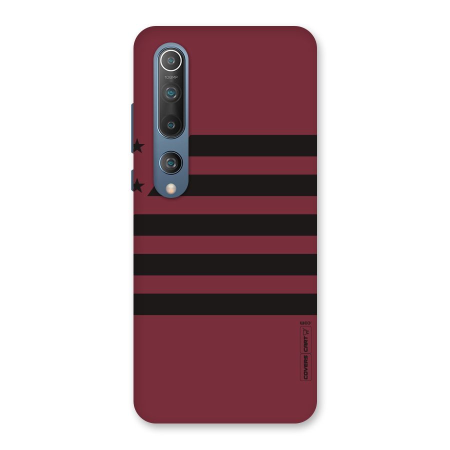 Maroon Star Striped Back Case for Mi 10