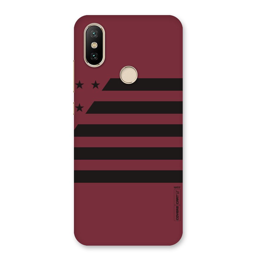 Maroon Star Striped Back Case for Mi A2