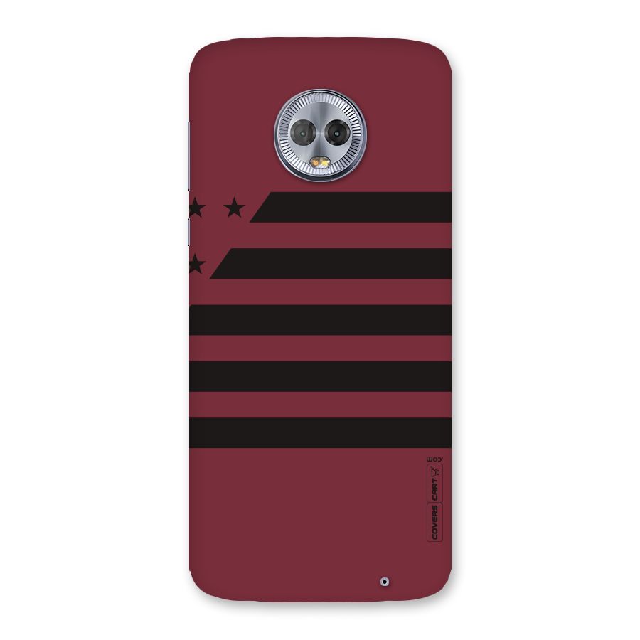 Maroon Star Striped Back Case for Moto G6 Plus