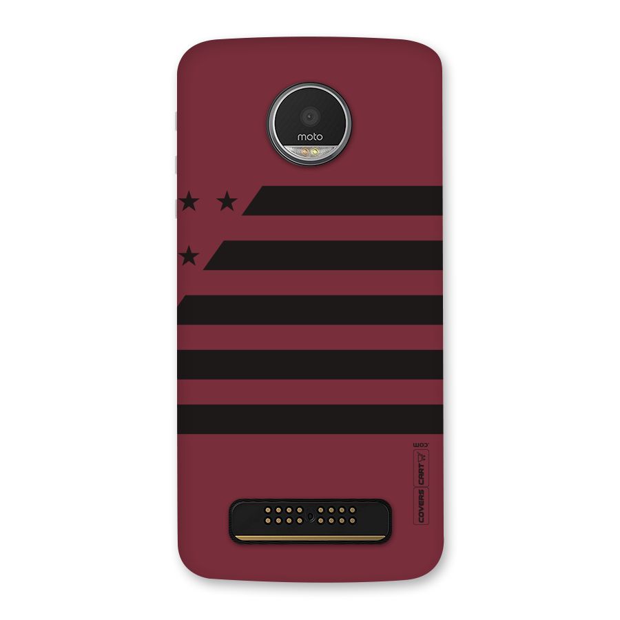 Maroon Star Striped Back Case for Moto Z Play