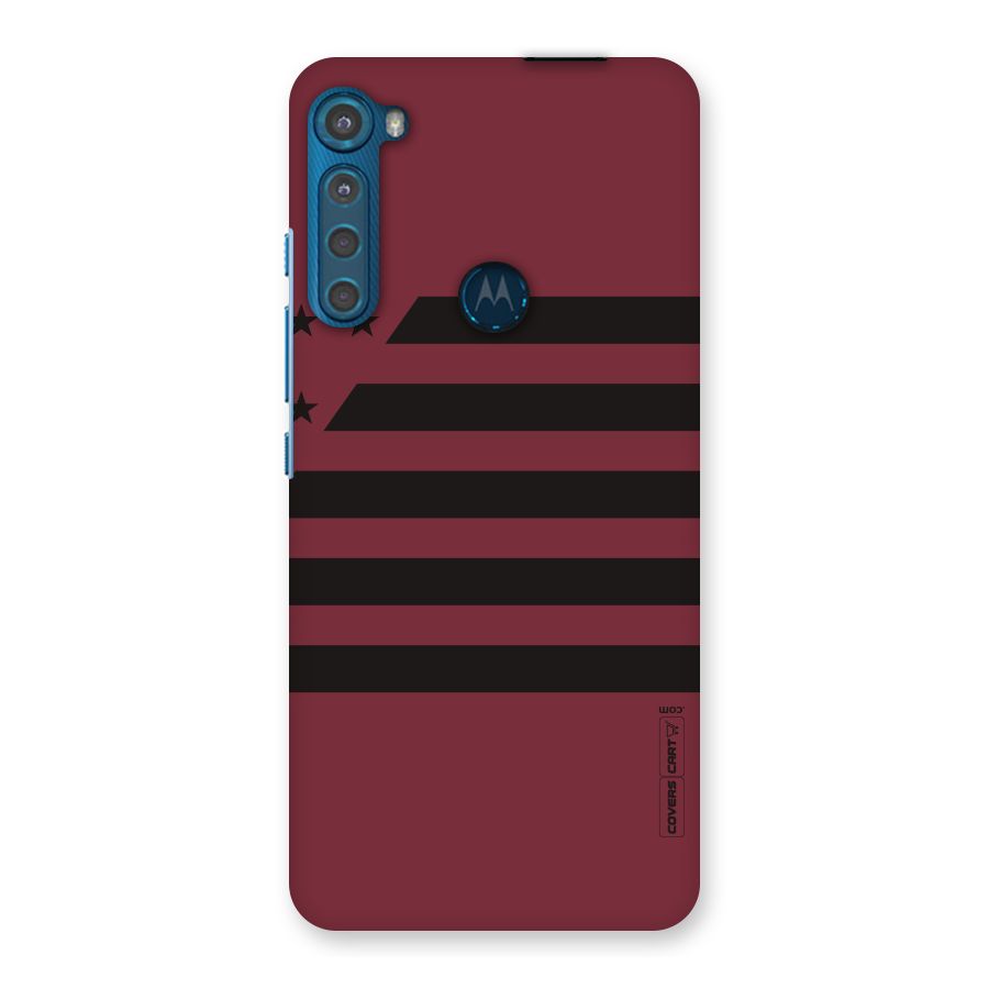 Maroon Star Striped Back Case for Motorola One Fusion Plus