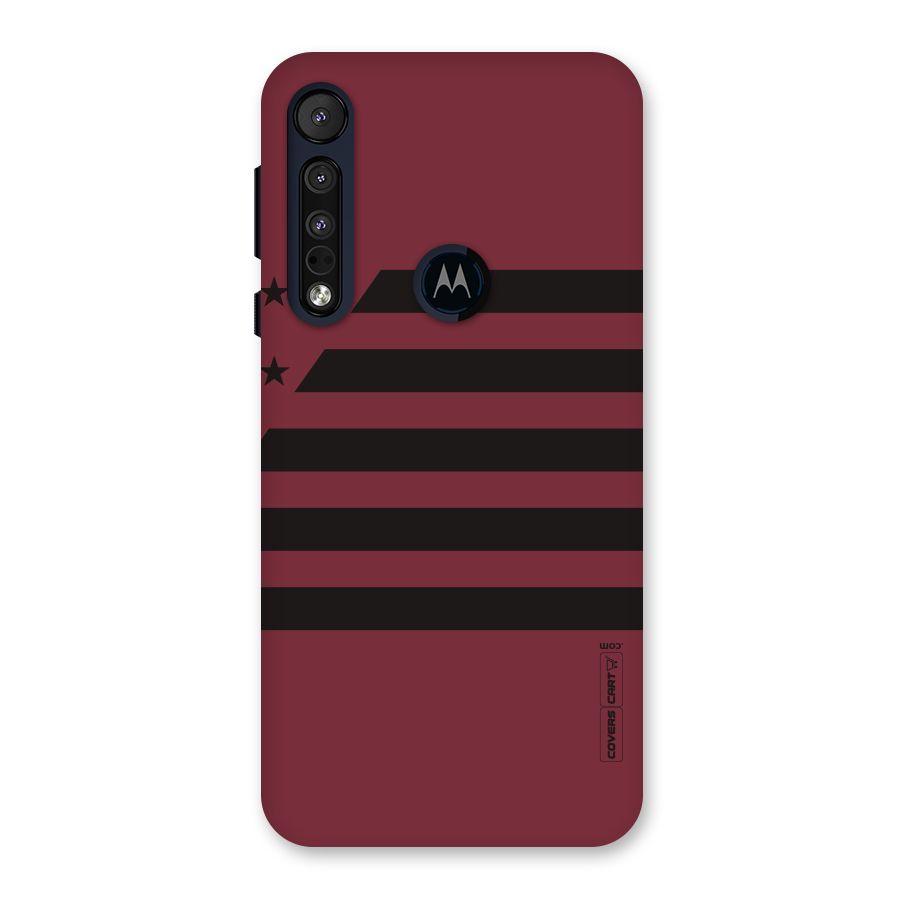 Maroon Star Striped Back Case for Motorola One Macro