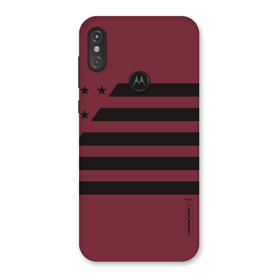 Maroon Star Striped Back Case for Motorola One Power