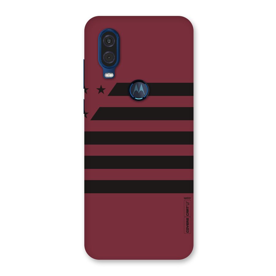 Maroon Star Striped Back Case for Motorola One Vision