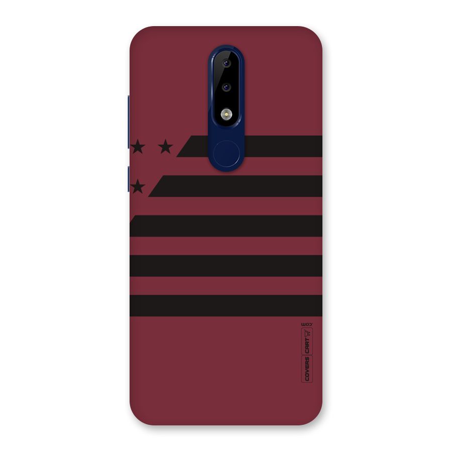 Maroon Star Striped Back Case for Nokia 5.1 Plus