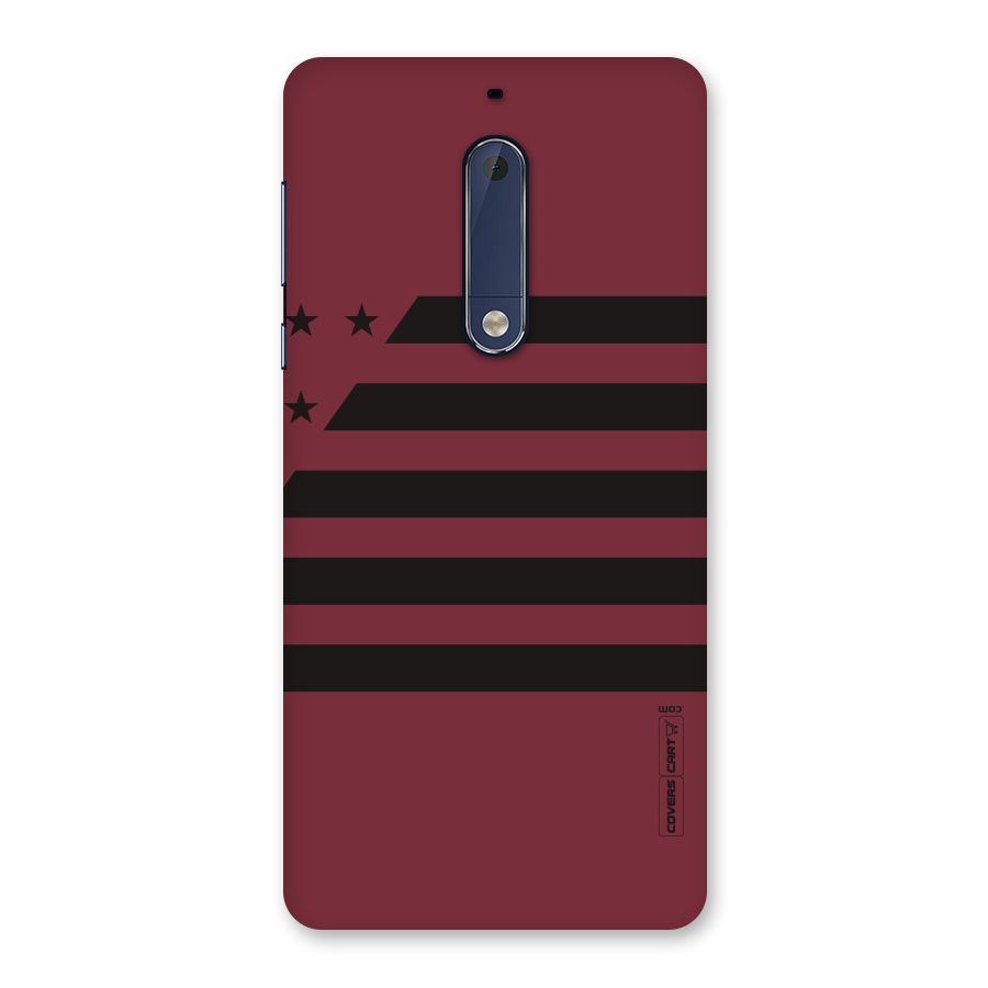 Maroon Star Striped Back Case for Nokia 5
