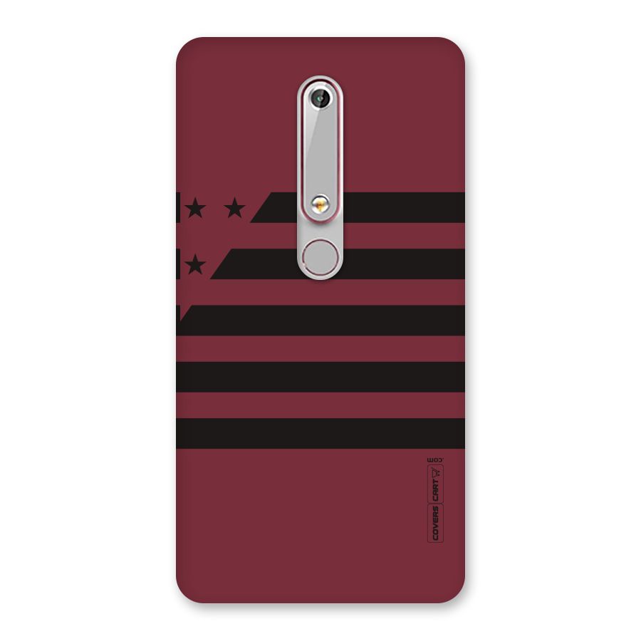 Maroon Star Striped Back Case for Nokia 6.1